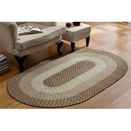 BETTER TRENDS Better Trends BRCB6RST Country Stripe Braided Rug; Straw - 6 ft. Round BRCB6RST